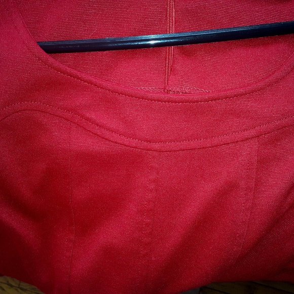 Sandra Darren SZ 10 Christmas Red Scuba Fitted Detailed Sleeveless Knit Dress - Picture 3 of 12